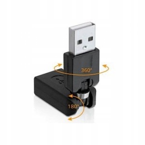 Adapter USB AM-USB AF KĄTOWY 360/180 STOPNI Black