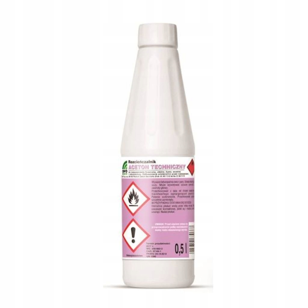 ROZCIEŃCZALNIK ACETON TECHNICZNY 500ml ZMYWACZ ROZPUSZCZALNIK OFO 0,5L