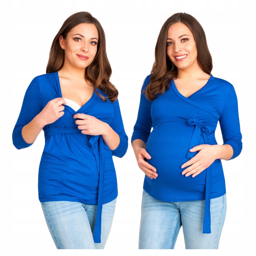 BLUZKA CIĄŻOWA DO KARMIENIA ELEGANCKA WIĄZANA ODCIĘTA POD BIUSTEM L/XL