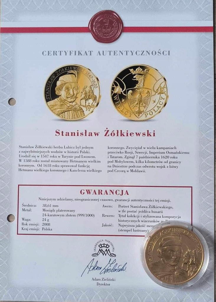Moneta kolekcjonerska STANISŁAW ŻÓŁKIEWSKI - Sztab WOŚP Wolin