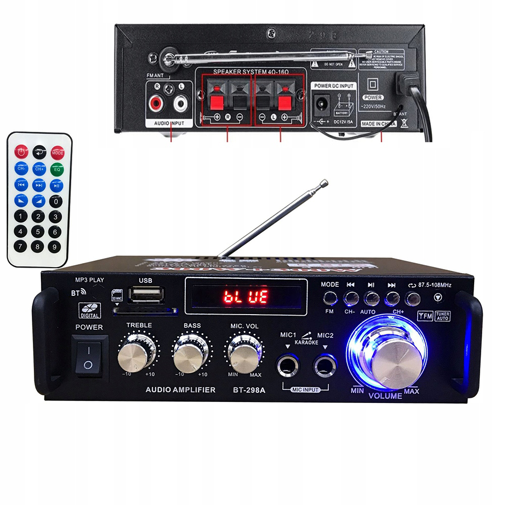 CYFROWY WZMACNIACZ MOCY DŹWIĘKU STEREO AMPLITUNER BLUETOOTH 600W