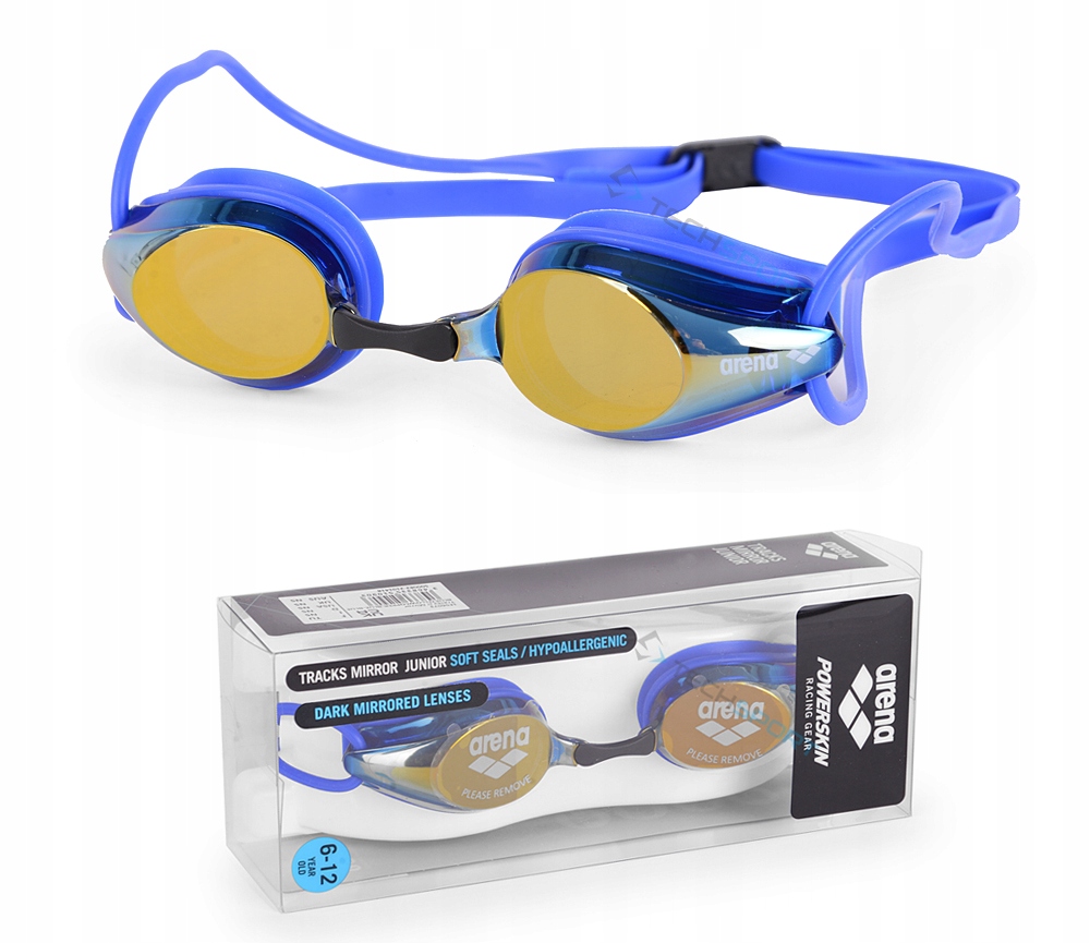 OKULARY OKULARKI PŁYWACKIE ARENA TRACKS JR MIRROR - 12378417036 ...