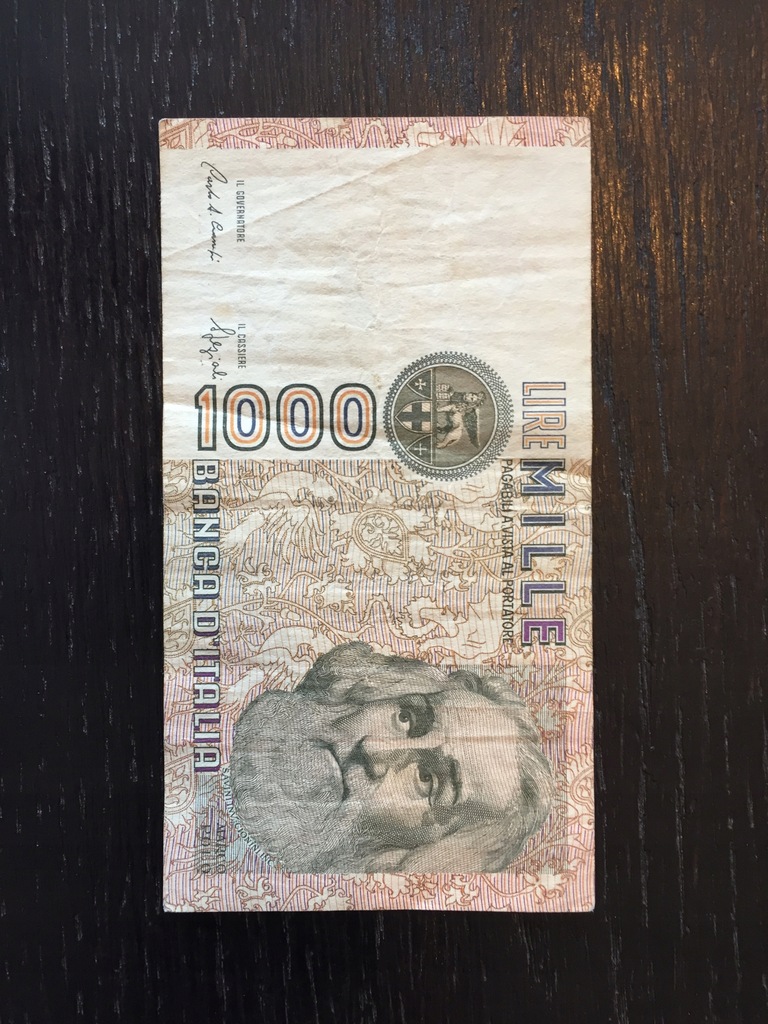 Banknot Włochy 1000 Lirów 1982