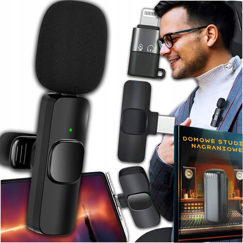 Mikrofon krawatowy do telefonu USB-C + Lightning iPhone Android Mike S8 Sla