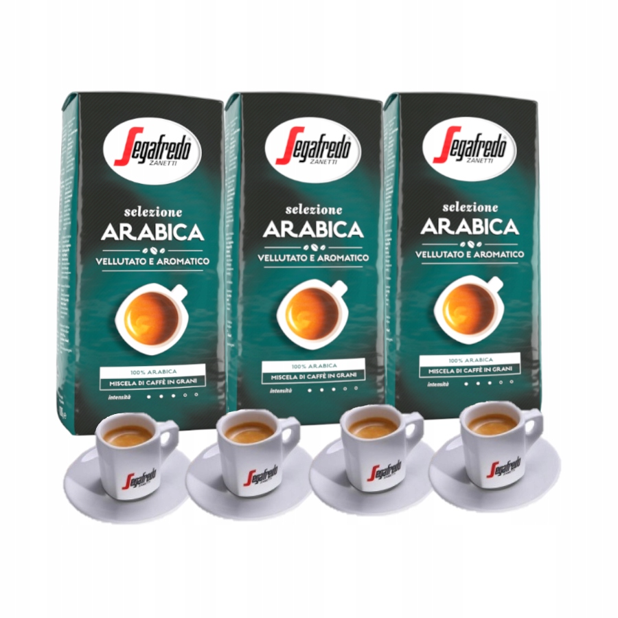 Kawa ziarnista Segafredo Arabica 3x1kg + filiżanki