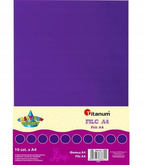 Filc dekoracyjny A4 fioletowy 2mm gramatura 200g