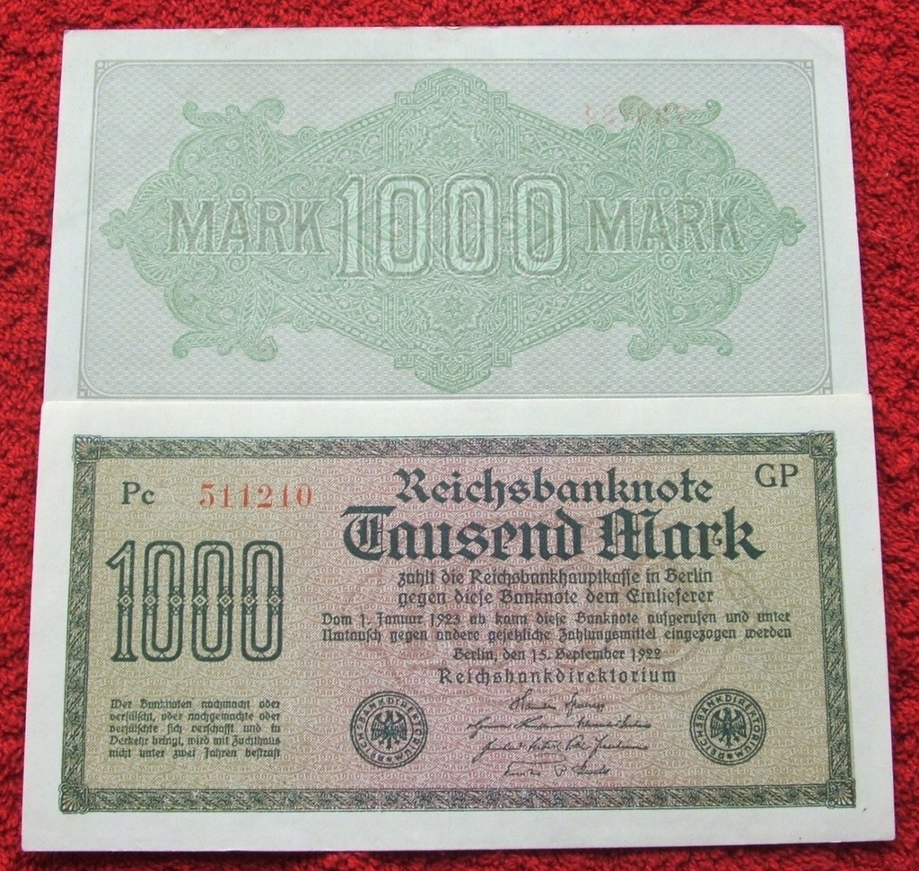 BANKNOT 1000 MAREK 1922 ROK NIEMCY !!! STAN UNC-