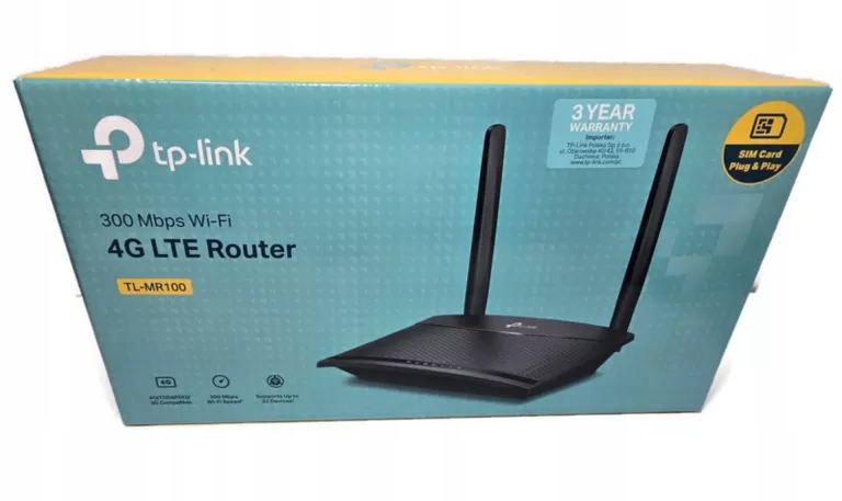 ROUTER BEZPRZEWODOWY WIFI TP-LINK TL-MR100 4G LTE KOMPLET