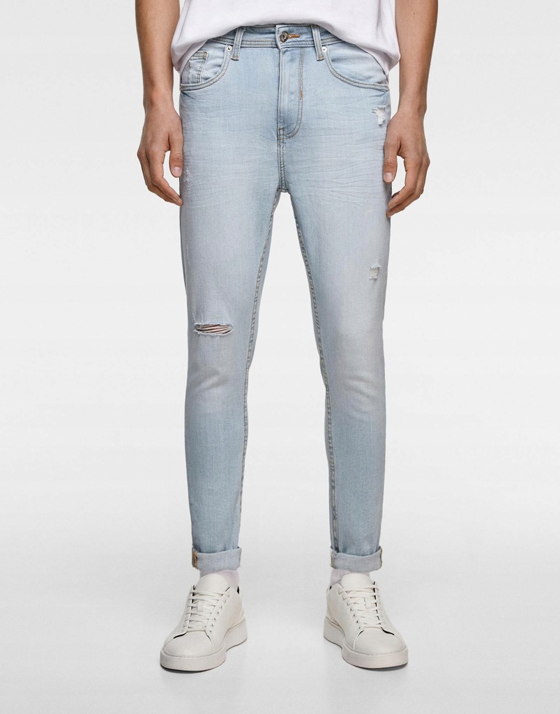 04G140 ZARA_XXZ JEANSOWE SPODNIE SKINNY RIPPED_W31