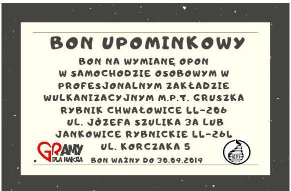 Bon upominkowy wymiana opon M.P.T. Gruszka