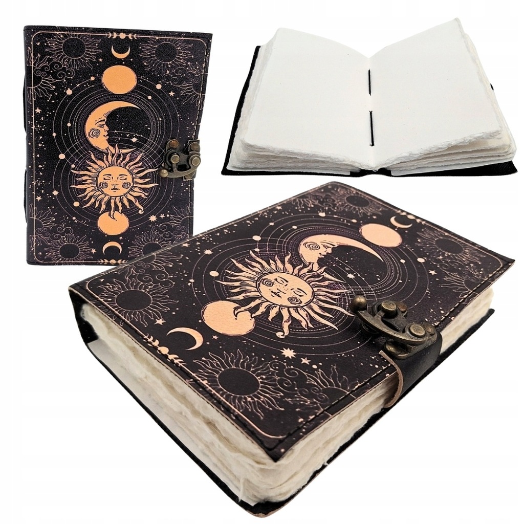 Notes Skórzany Słońce i Księżyc Ozdobny 200 stron