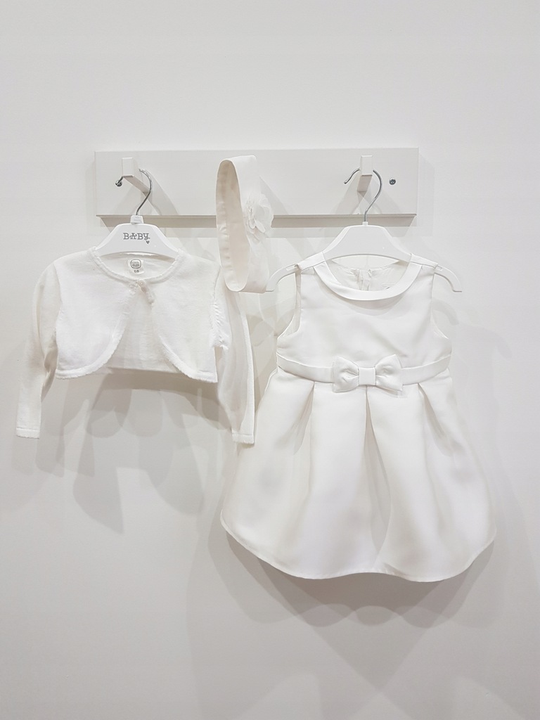 COOL CLUB sukienka biała niemowlęca CHRZEST + bolerko i opaska 62 - 68 cm