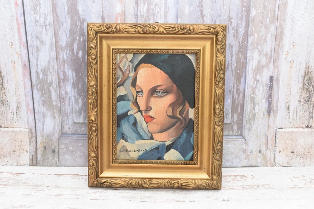 TAMARA De Łempicka - Kobieta w Chuście - Art Deco - Stary Obraz Olejny