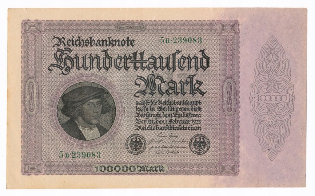 Niemcy, 100.000 marek 1923, st. 3+