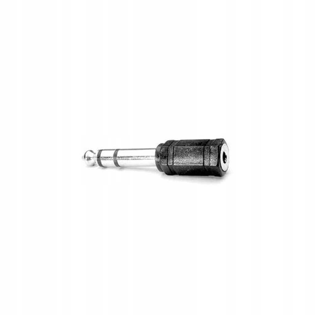 Audio redukcja, Jack (6.3mm) M - Jack (3,5mm) F, stereo, czarna, Logo