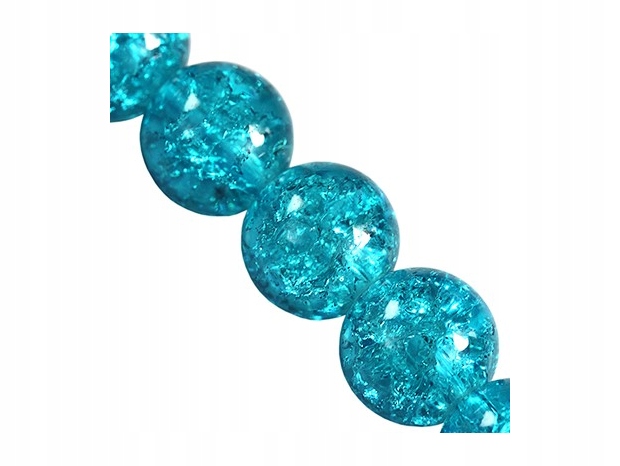 sznurek 80 cm : crackle kule błękitne 6 mm