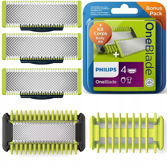 4x OSTRZA PHILIPS ONEBLADE FACE + BODY + NASADKA