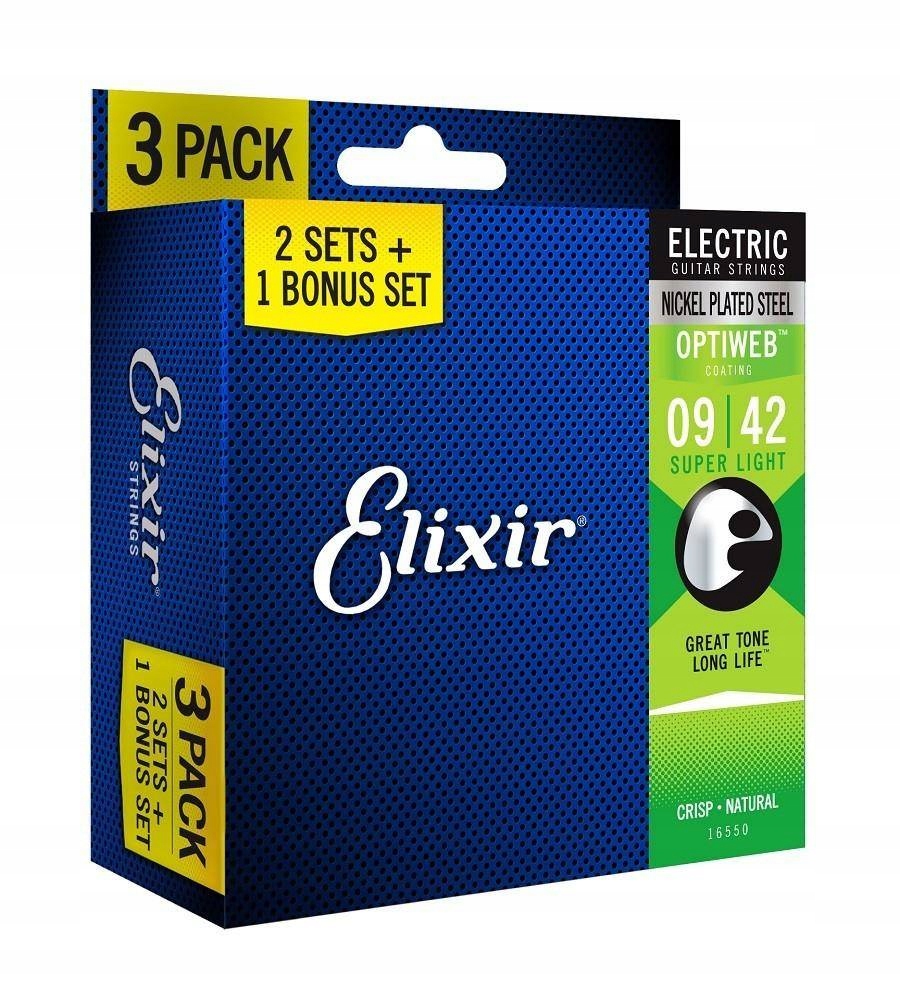 Elixir 16550 Optiweb Super Light 9-42 pack 2+1