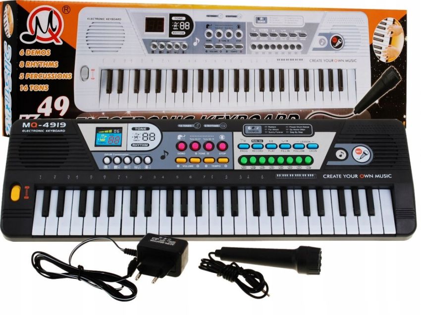 PRZENOŚNE ORGANY KEYBOARD + MIKROFON + ZASILACZ