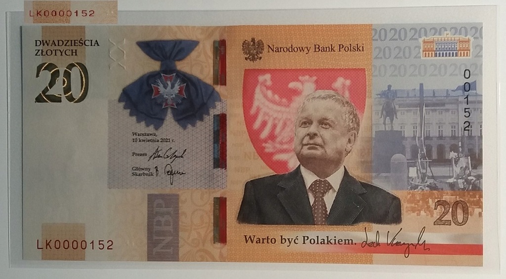 20 zł Lech Kaczyński Warto być Polakiem UNC 000152 !