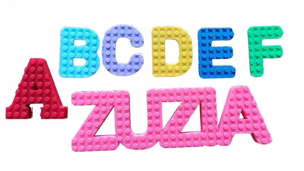 Imię jak klocki LEGO Twój DOWOLNY napis na prezent podstawka literki litery