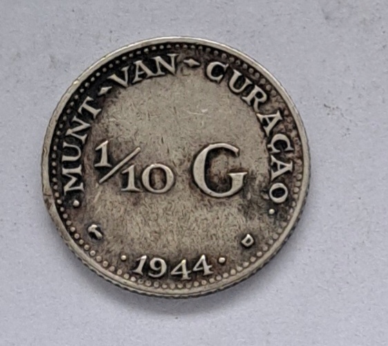 Curaçao 1/10 guldena, 1944r. BCM Srebro