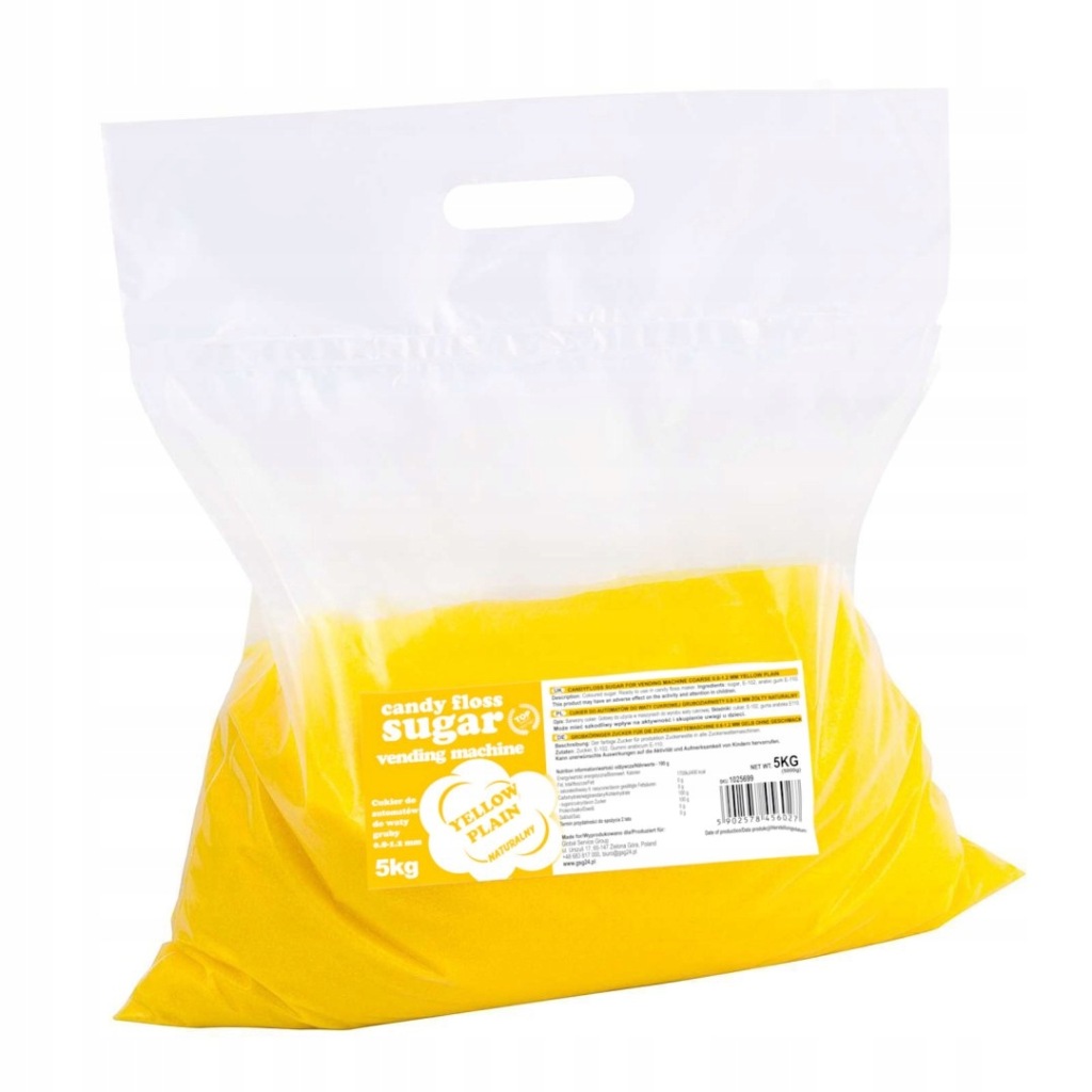 Cukier do automatu do waty cukrowej granulacja 0.8-1.2mm smak naturalny ŻÓŁ