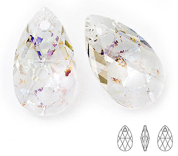 6106 Swarovski Pear Shape 16mm White Patina