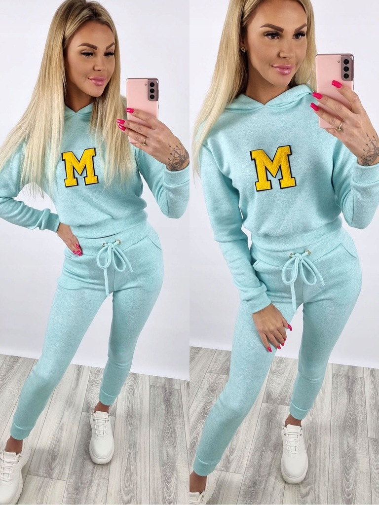 Dres sweterkowy naszywka miętowy K88 S/M