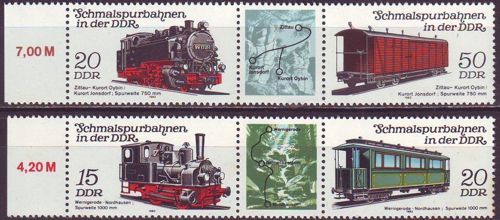 DDR 2792-2794**, 1983 r., Koleje