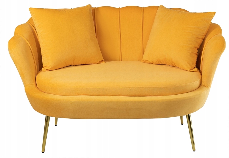 Sofa tapicerowana MUSZELKA 2 OSOBOWA żółta VELVET