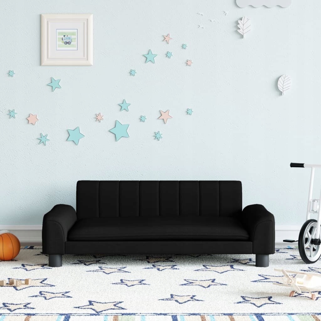 VidaXL Sofa dla dzieci, czarna, 90x53x30 cm, obita