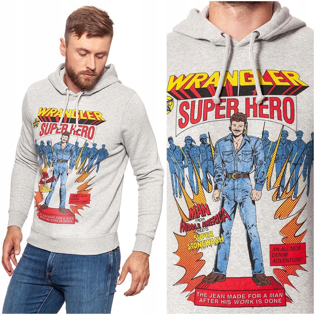 WRANGLER SUPERHERO MĘSKA BLUZA KAPTUR KANGURKA S