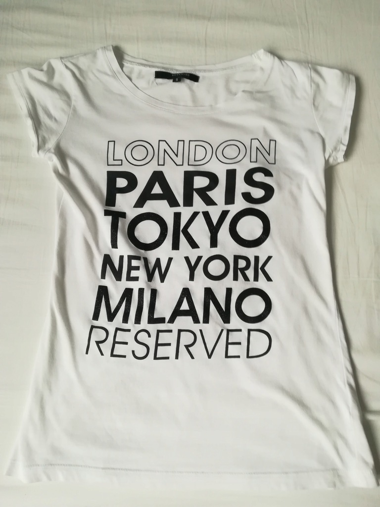 RESERVED T-SHIRT KOSZULKA PARIS LONDON TOKYO 36/S