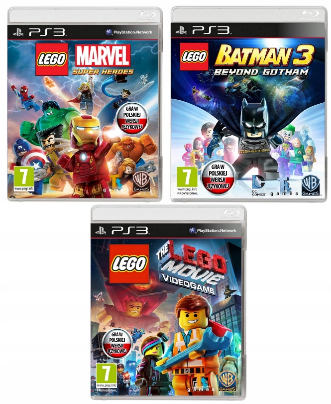 Zestaw LEGO Marvel Super Heroes / Movie Przygoda / Batman 3 PS3 po Polsku