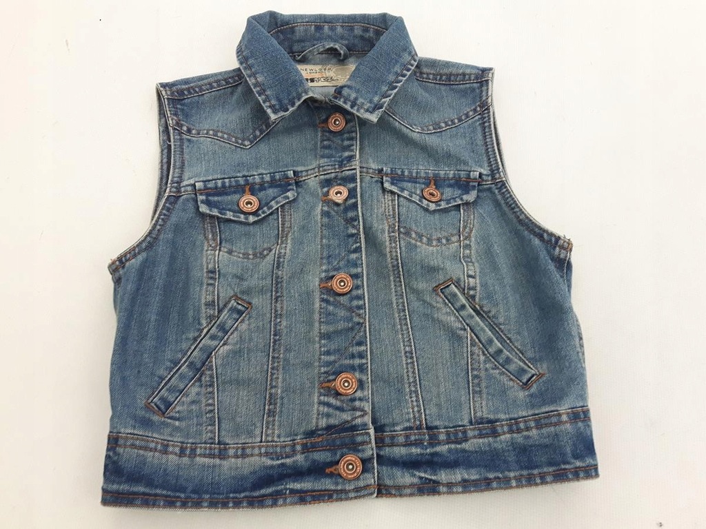 NEW LOOK jeansowa KAMIZELKA wygodna MODNA postarzana _ 38