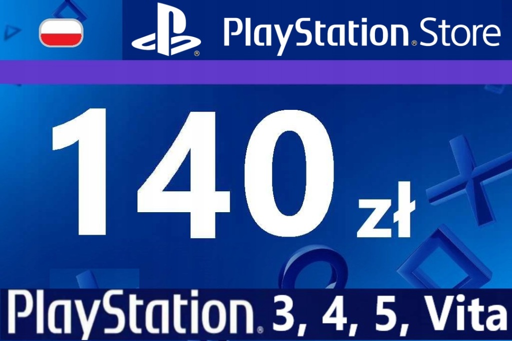 PlayStation 140 zł PSN Network Store Kod PS5 PS4 PS3