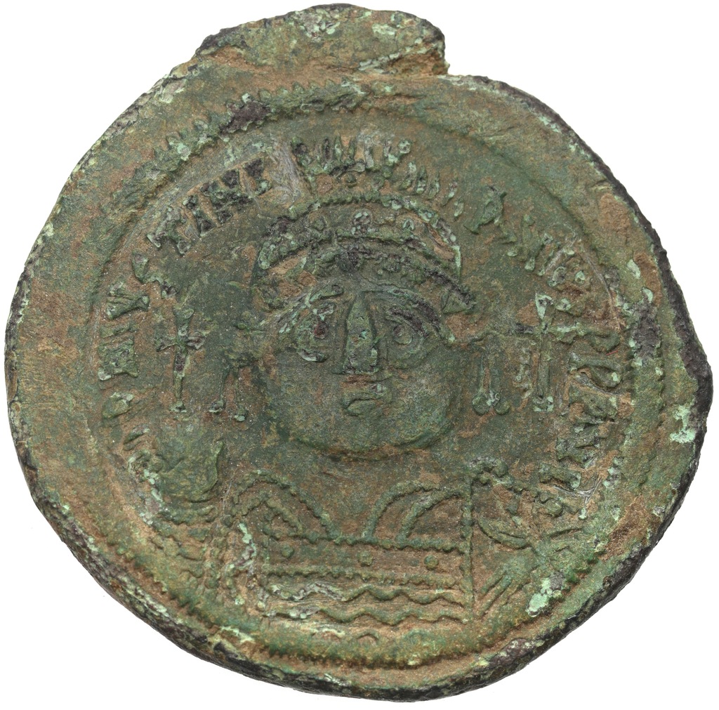 Bizancjum. Justynian I (527-565). Follis 17 mm, Konstantynopol