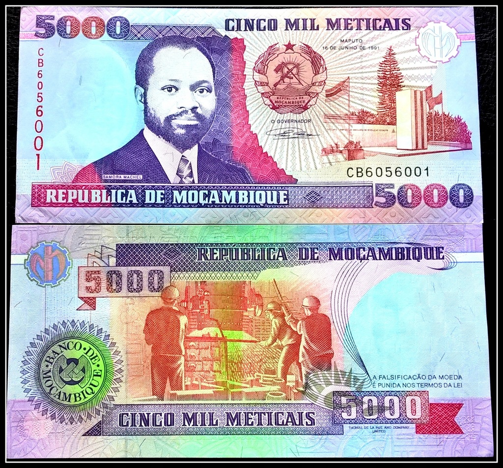 673. Banknot Mozambik 5000 Meticais 1991r. UNC