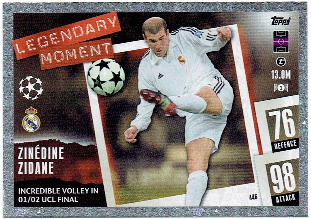 TOPPS 2023-2024 LEGENDARY MOMENT 446 ZINEDINE ZIDANE REAL MADRYT