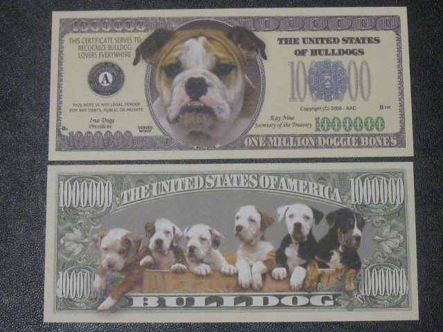 One Million Banknot USA Pies Rasa Buldog Bulldog