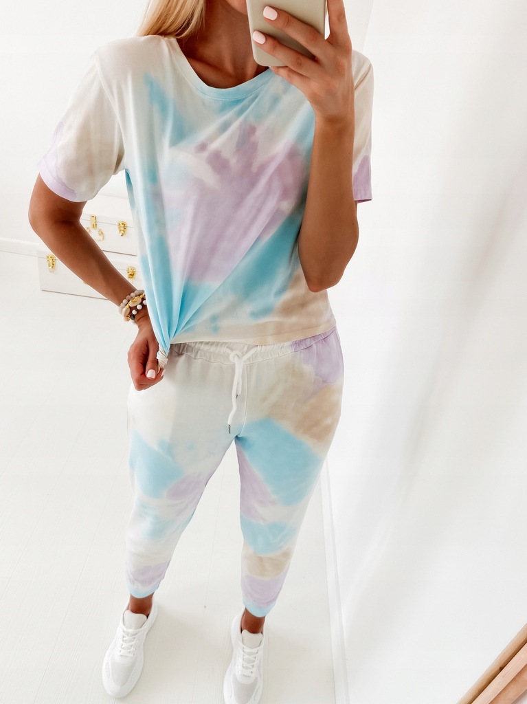 dres komplet dresowy multikolor tie dye dresy