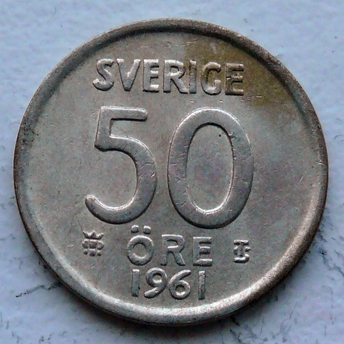 SZWECJA - GUSTAW VI - 50 ORE 1961 r.- srebro Ag (1)