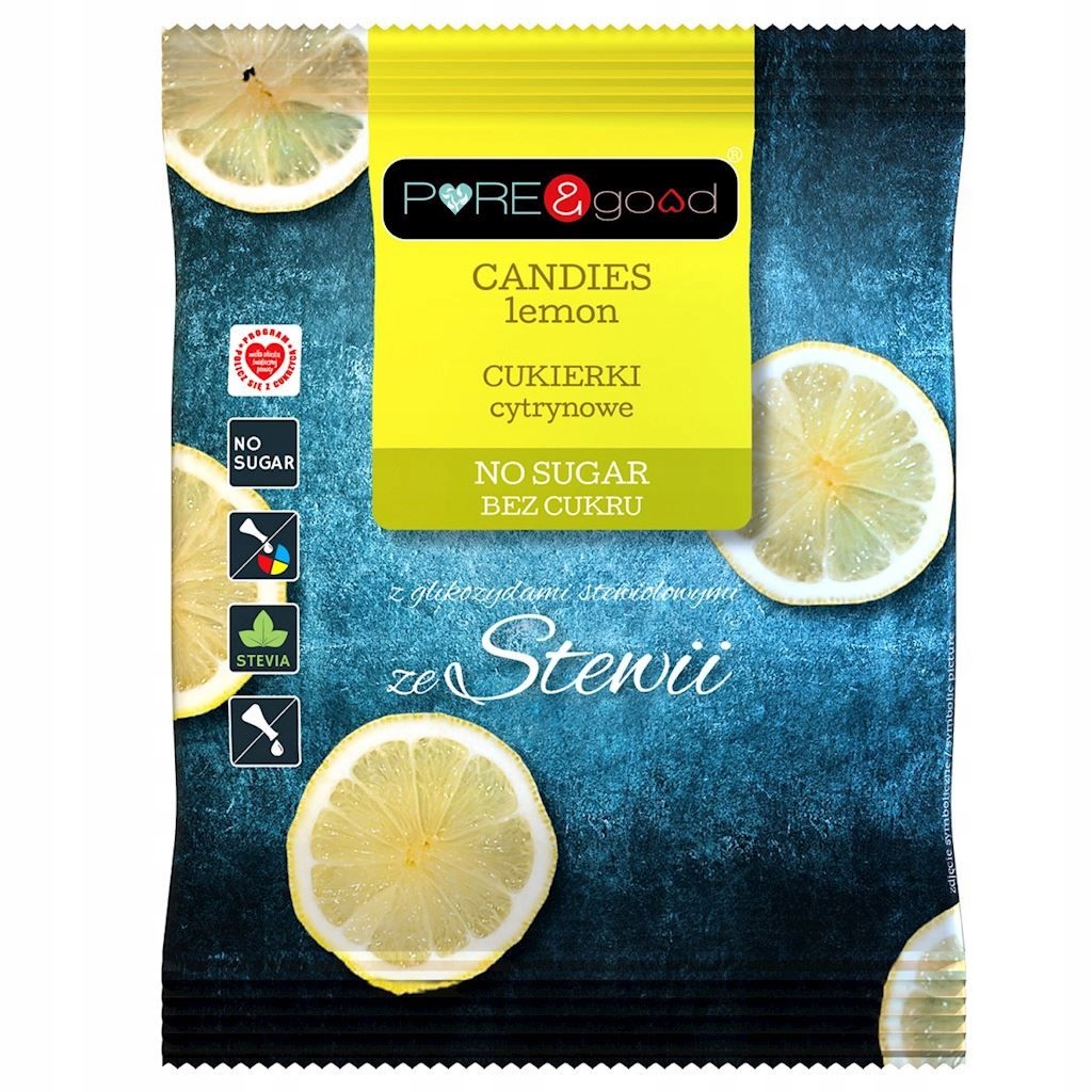 CUKIERKI CYTRYNOWE ZE STEWIĄ BEZ CUKRU 50 g - PURE&GOOD (PURE&GOOD