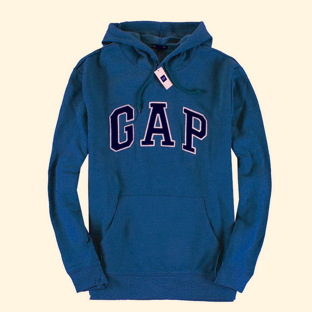 GAP oryginał bluza LOGO XL kaptur MORSKA niebieska