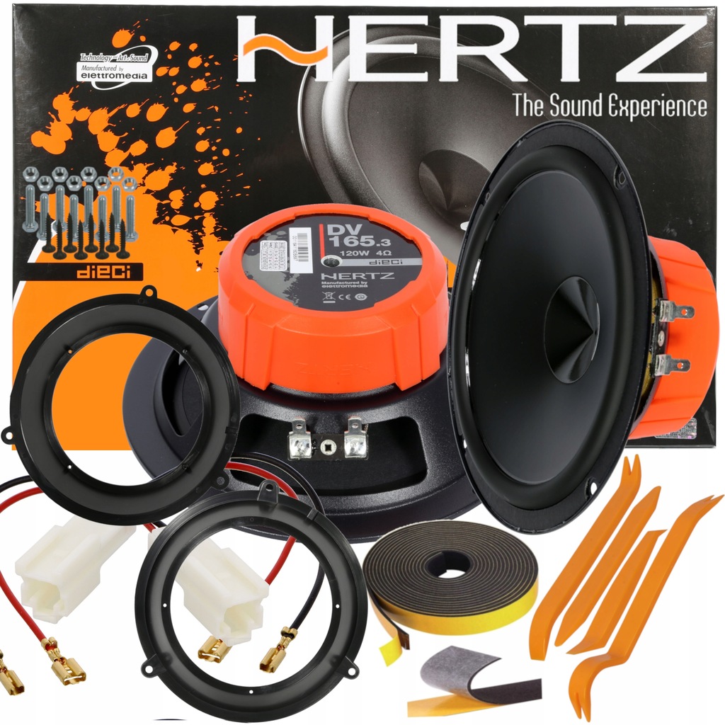 HERTZ GŁOŚNIKI BASOWE Z DSK165 FIAT PANDA 169 DRZWI PRZÓD DYSTANSE + MATA