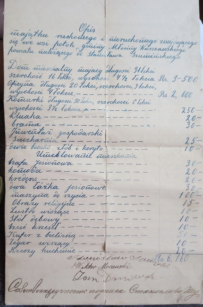 WARSZAWA, wieś Kaskada, gmina Młociny SPIS MAJĄTKOWY 1911 rok.