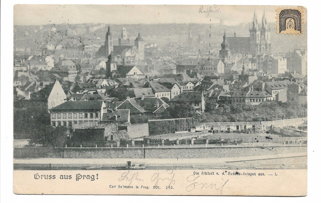 Praga Panorama miasta - Długi adres, obieg, wysłana do Sopotu