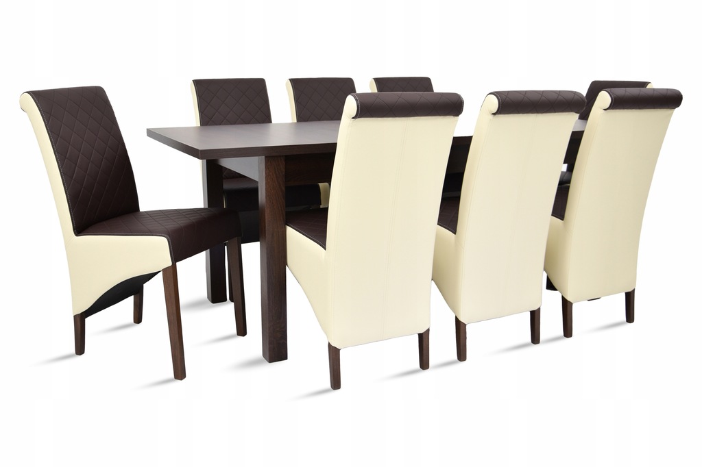 Komplet Stół rozkładany 2m 8 krzeseł tapicerowane