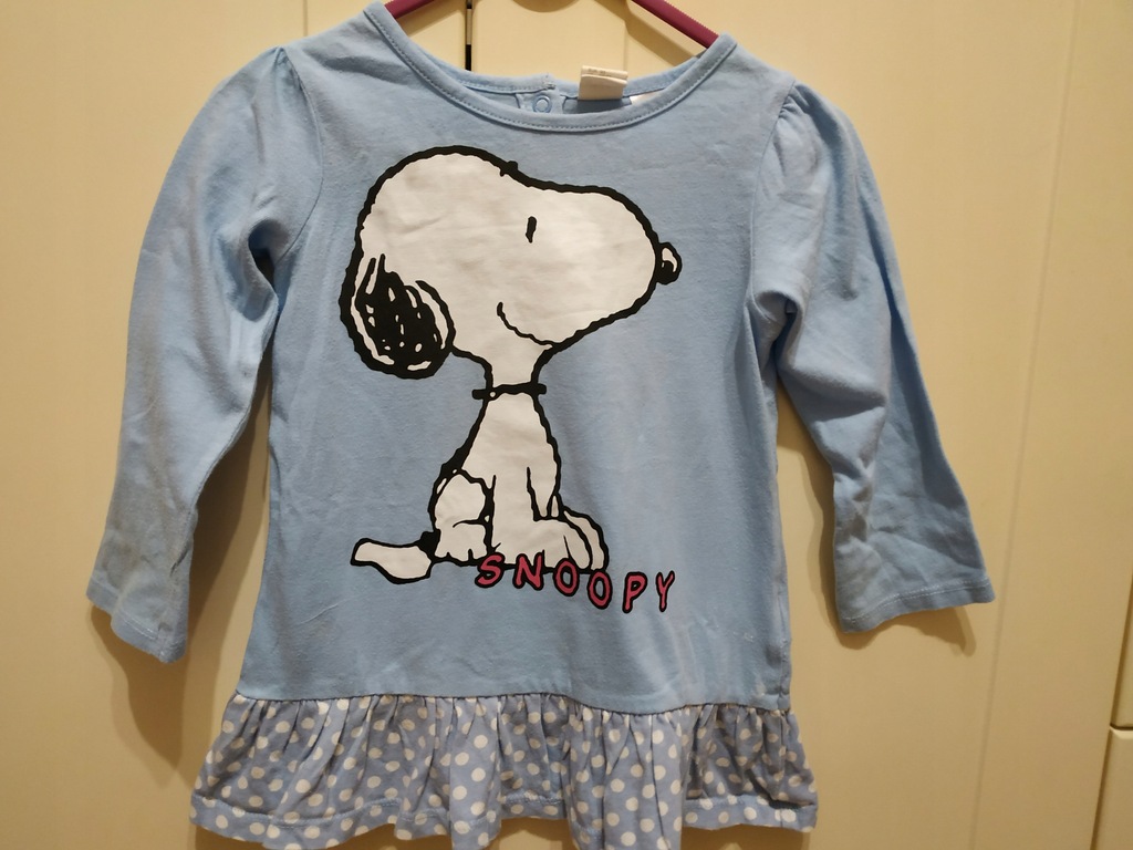 H&M 92 1,5-2 tunika z długim rękawem Snoopy